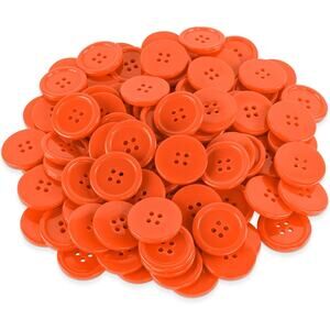80 Pack Orange Sewing Buttons 1 Inch 4 Hole Resin Buttons for Crafts DIY